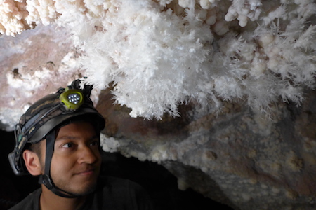 Earth Science student Maaz Fareedi at Jewel Cave National Monument in South Dakota.